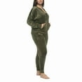 thumbnail image 3 of Felina Women's 2 Piece Velour Track Suit, Hoodie and Jogger Lounge Set (Medium/Deep Olive (Green)), 3 of 8