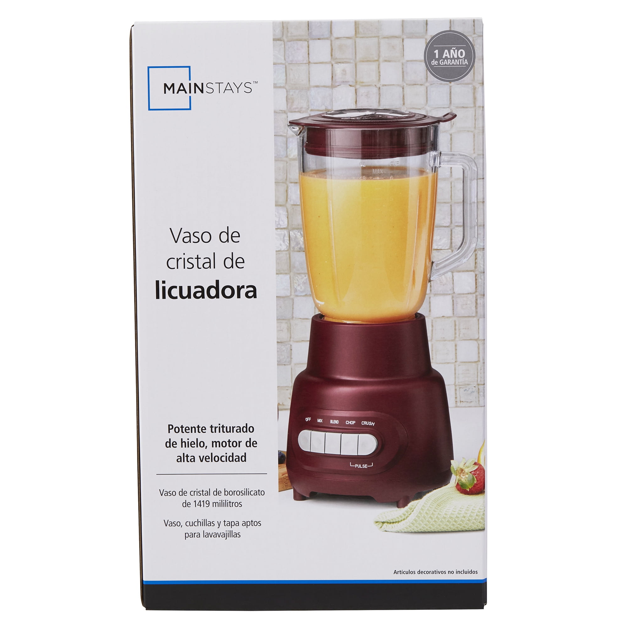 Mainstays Glass Jar 5 Speed Blender with 6-Cup Jar (48Oz) Capacity, Purple Eggplant, New