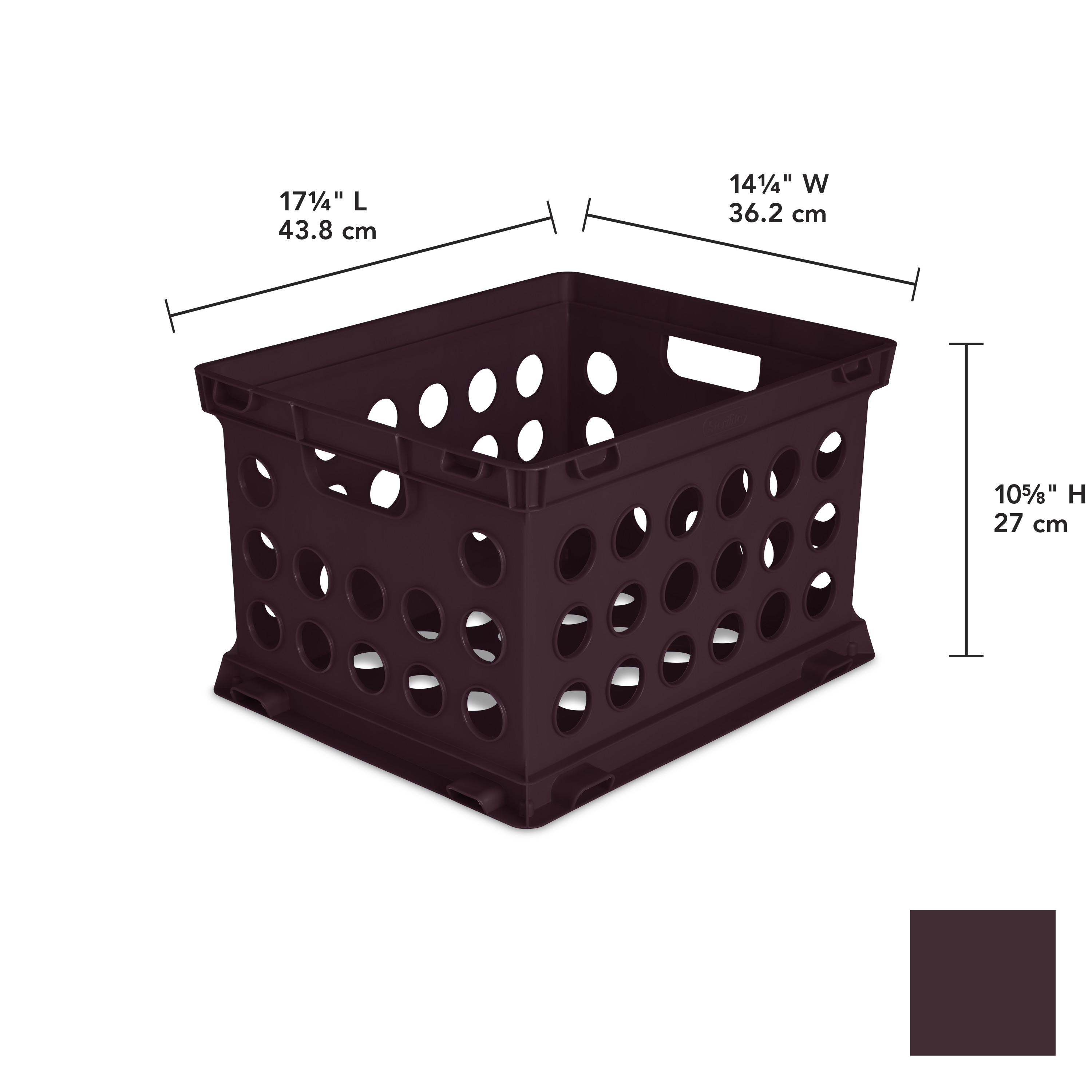 Sterilite Plastic Storage Cube / File Crate, 17 1/4” L x 14 1/4” W x 10 5/8” H, Metropolis Burgundy, Set of 12, Back to College