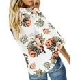 thumbnail image 4 of luvamia Women's Casual V Neck Tops with Tie Knot 3/4 Flared Sleeve Blouses Apricot Size 2XL, 4 of 4