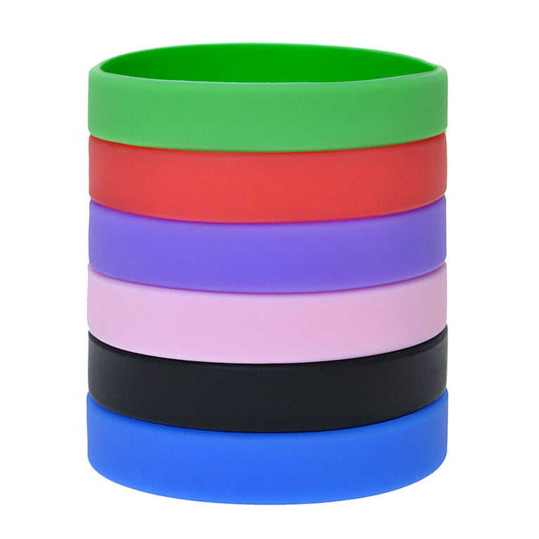 M.best 120 Pcs Silicone Wristbands Rubber Bracelets Blank Elastic Stretch  Wristbands Unisex for Sports Teams,Kids Party Games,Promotional