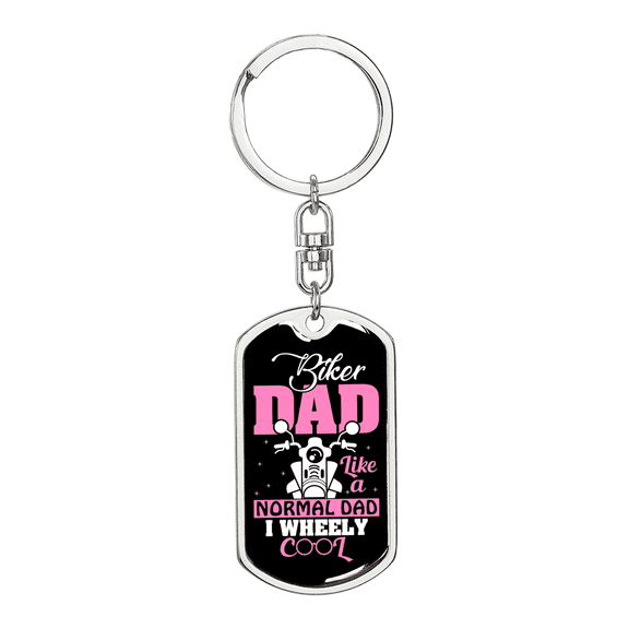 Like A Normal Dad Biker Stainless Steel or 18k Gold Premium Swivel Dog Tag Keychain