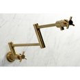 thumbnail image 4 of Kingston Brass KS4107DX Concord Two-Handle 1-Hole Wall Mount Pot Filler Faucet in Brushed Brass, 4 of 8