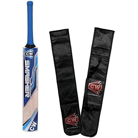 Smasher Blue Kashmir Willow Cricket Bat with Cover Small Boys Junior Size 4 for Age 7-9 Years Old Hard Leather Ball Wooden Bat
