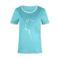 thumbnail image 3 of T-shirt à Manches Courtes Décontracté pour Femme avec Imprimé Chat, 3 of 5