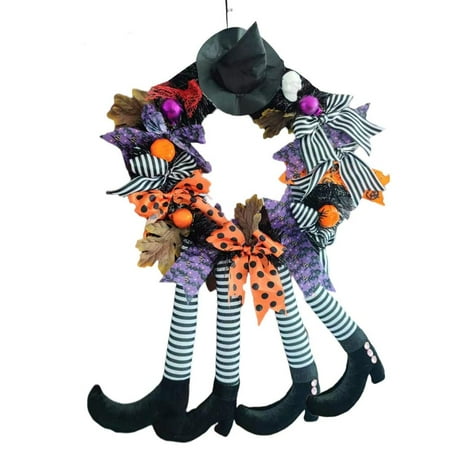 

Halloween Witch Leg Wreath Halloween Decorations Christmas Party Pendant Haunted House Decoration