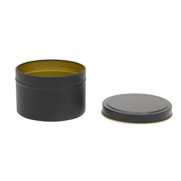 24 Pack Black Tins 8 oz. for Candle Making, Empty Jars Containers with Lids & Labels