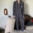 thumbnail image 1 of CAIYIER-Conjunto de pijamas para parejas, ropa de dormir con estampado de perro, a rayas, para amantes de las mujeres y los hombres, ropa de dormir de invierno, ropa de dormir Coreana de Navidad, 1 of 4
