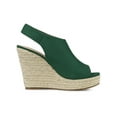 thumbnail image 3 of BLISSFUL STEP Women's Espadrilles Platform Heel Wedges Sandals Emerald Green 8, 3 of 7