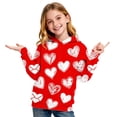 thumbnail image 3 of Tops de Hombro Frío para Niñas Sudadera de Manga Larga con Estampado de Corazón Sudadera Casual de San Valentín, 3 of 6