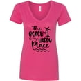 thumbnail image 3 of Inktastic Spring Break the Beach is My Happy Place Women's V-Neck T-Shirt, 3 of 5