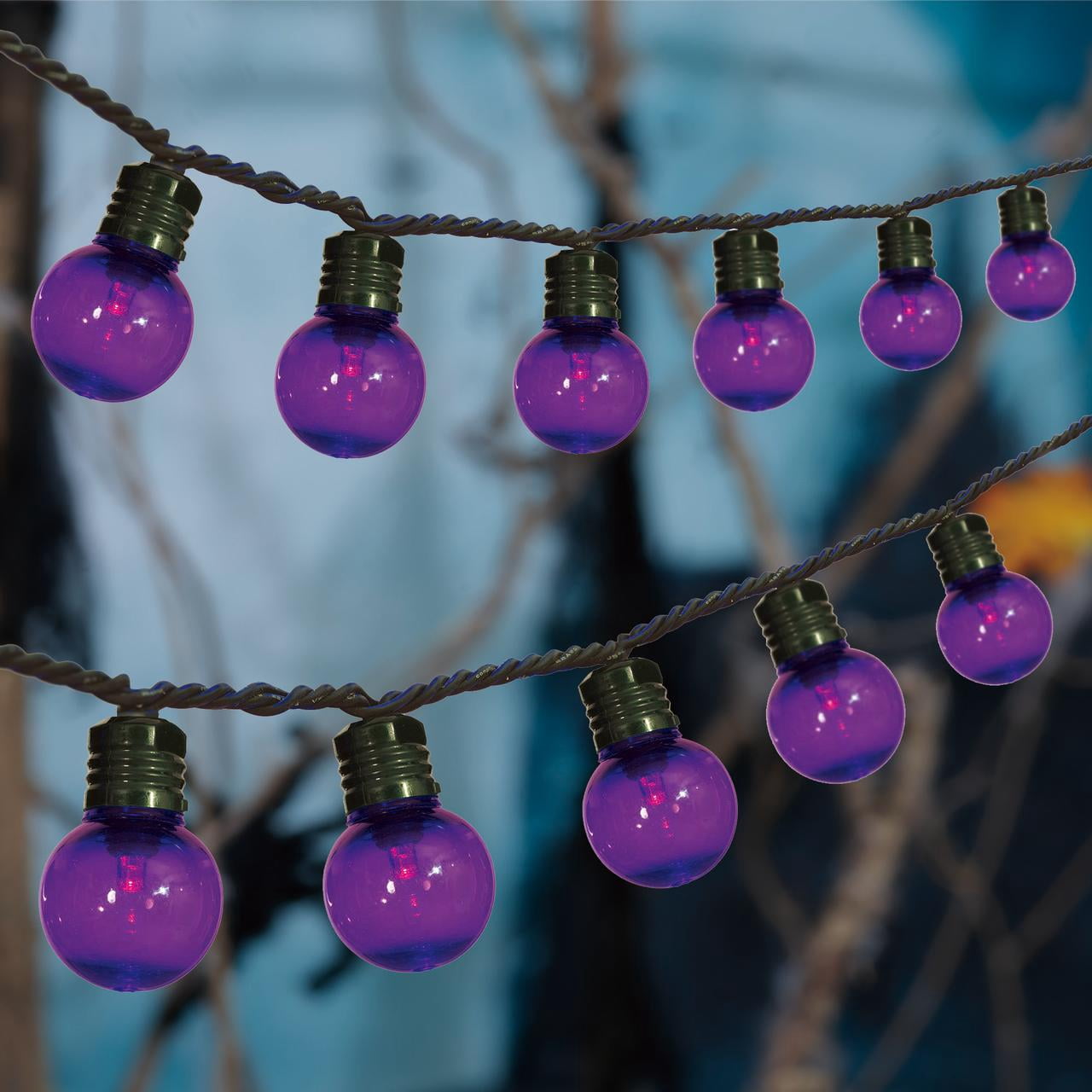 Purple Lights, 70CT, LED G30 Globes, 21ft, Halloween Indoor/Outdoor Lights, by Way To Celebrate