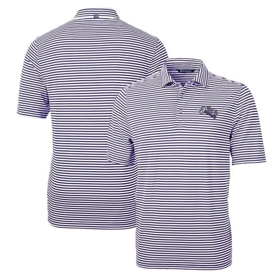 Men's Cutter & Buck Purple Stephen F Austin Lumberjacks Throwback Logo Virtue Eco Pique Stripe Recycled Polo