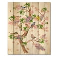 thumbnail image 3 of Designart 'Tree With Colorful Birds Sitting On Flowering Branches' Traditional Print on Natural Pine Wood, 3 of 5