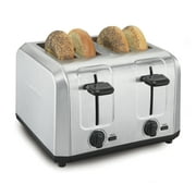 Hamilton Beach Brushed Stainless Steel 4 Slice Toaster with Extra-Wide Slots, Toast Boost, Auto Shutoff, 24910
