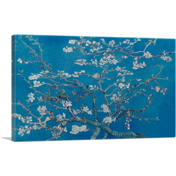 ARTCANVAS Branches with Almond Blossom - Blue Rectangle 1890 Canvas Art Print by Vincent Van Gogh - Size: 26" x 18" (0.75" Deep)