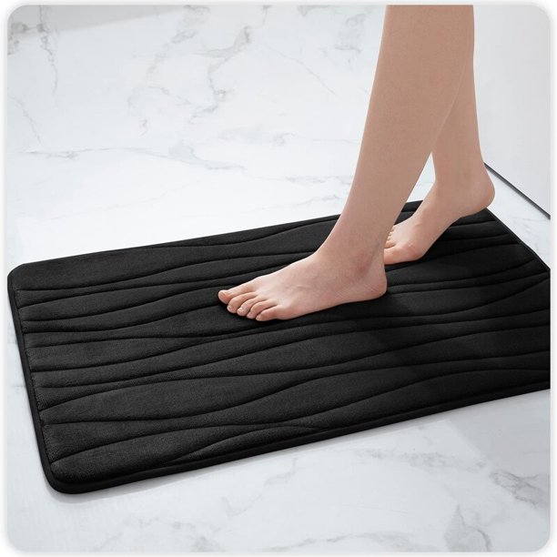 Alfombrilla de baño de espuma viscoelástica Homaxy, alfombrilla de baño absorbente antideslizante, alfombra de cocina, sala de estar, dormitorio, hogar, alfombra decorativa para piesnegro43CMx61CM Deng Xun unisex