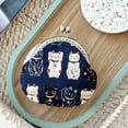 thumbnail image 3 of Wrapables Stylish Decorative Coin Purse, Clasp Wallet, Navy Fortune Cat, 3 of 7