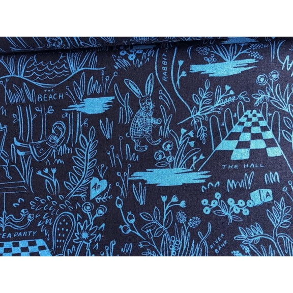 Wonderland - Rifle Paper Co - Magic Forest - Navy Canvas - Cotton  Steel