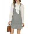 thumbnail image 6 of INSPIRE CHIC Women's Adjustable Strap Plaid Suspender Overall Dress M Green-Grey, 6 of 9