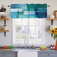 thumbnail image 2 of 2 Pack Teal Blue Valance for Window Modern Oil Painting Abstract Geometric Kitchen Valance Rod Pocket Short Curtain Topper Decorative Window Treatment for Living Room Bedroom 54"x18", 2 of 8