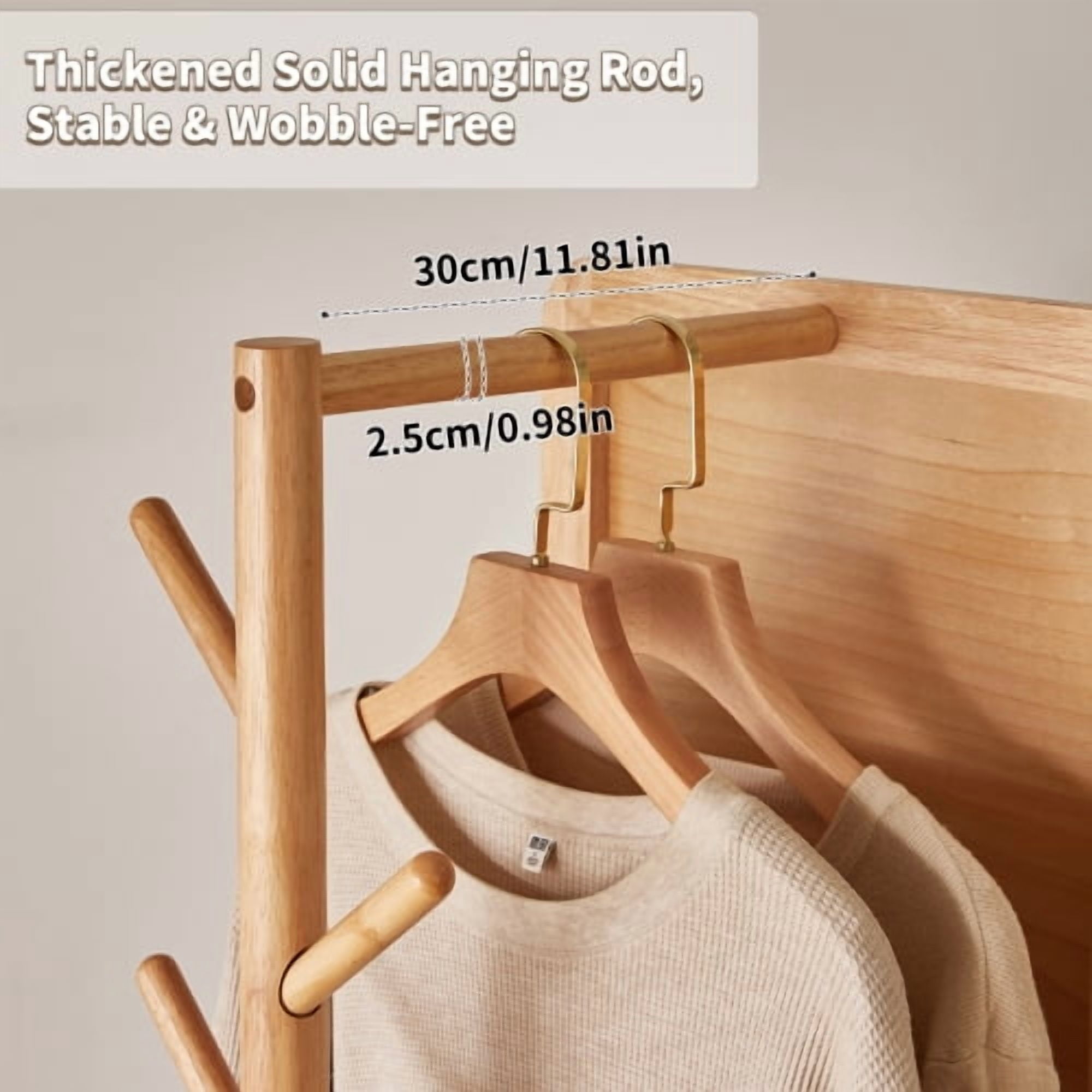 360° Rotatable Full Length Mirror with Coat Rack, 70"x19" Solid Wood Freestanding Body Mirror with Hooks & Storage Shelf, Standing Floor Mirror for Bedroom, Entryway, Living Room, Natural