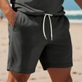 thumbnail image 4 of Men Solid 2 Piece Polo Short Set, Breathable Knit Short Sleeve Polo Shirt & Drawstring Shorts Summer Casual Outfit Grey XXL, 4 of 6
