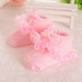 thumbnail image 4 of 1PC Infant Newborn Toddler Baby Girls Sock， Children Princess Bowknot Lace Flowers Short Socks Cotton Ruffle Frilly Trim Ankle Socks, 4 of 4