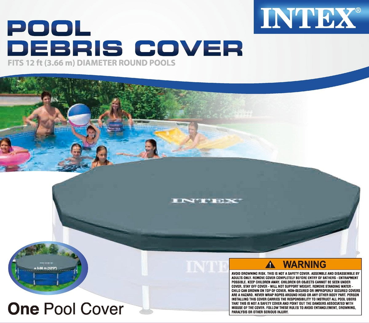 Swimming Pool Cover for 12ft Paddling Pools with string Intex Paddling Round 
