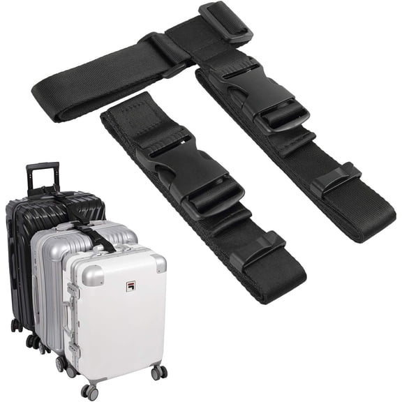 2Pack Luggage Connector Straps for Suitcases, Adjustable Attachment Belts to Secure 2 Bags Together for Easy Travel, Heavy Duty Suitcase Straps Accessories（1'' Width Medium Size）