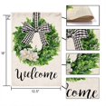 thumbnail image 4 of Boxwood Wreath Welcome Garden Flag,Burlap Garden Flag Double Sided Summer Fall Buffalo Plaid Bow Yard Ourdoor Farmhouse Decor,Small Garden Flag 12x18 Prime, 4 of 6