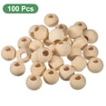 thumbnail image 3 of 100 Paquete de Perlas Espaciadoras de Madera Natural de 30mm, Perlas Redondas de Madera sin Terminar con Agujero Grande de 15mm, 3 of 7