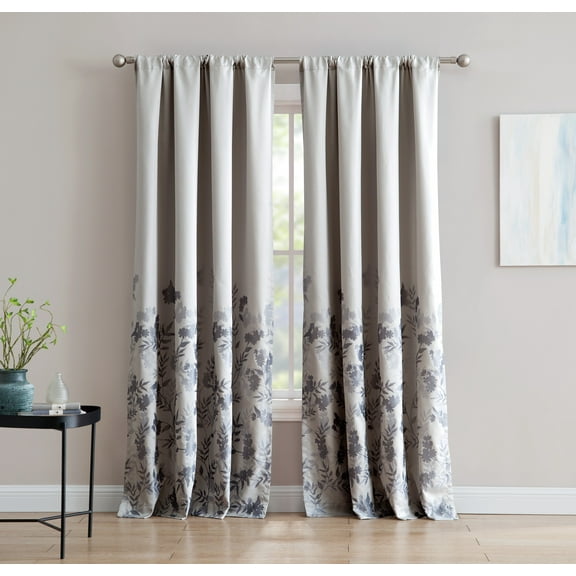Inspired Surroundings Single Window Panel, Isabelle - Grey Jacquard