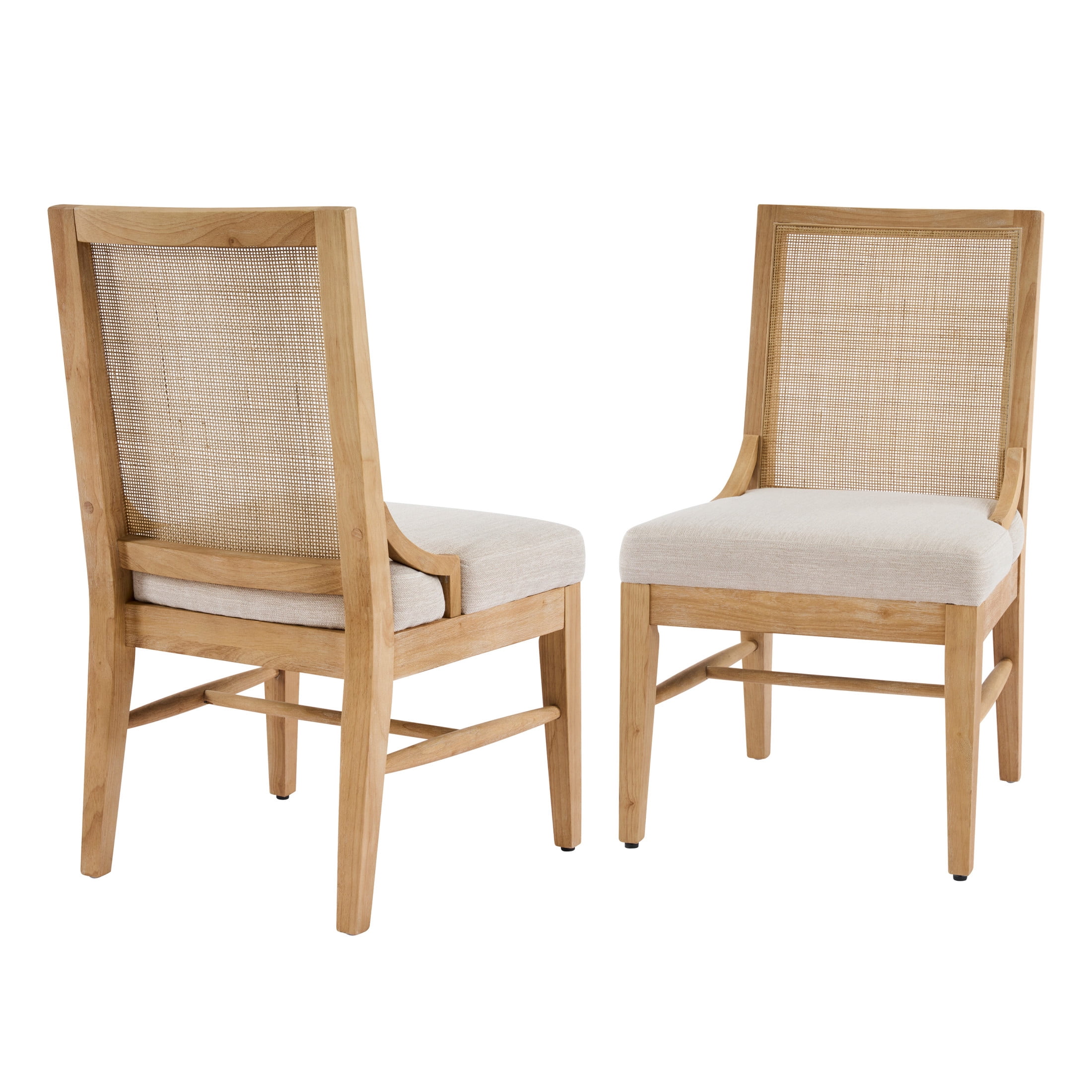 Christopher Knight Home Upholstered Dining Chair Set of 2 with Cane Back, Rubberwood Legs, Natural