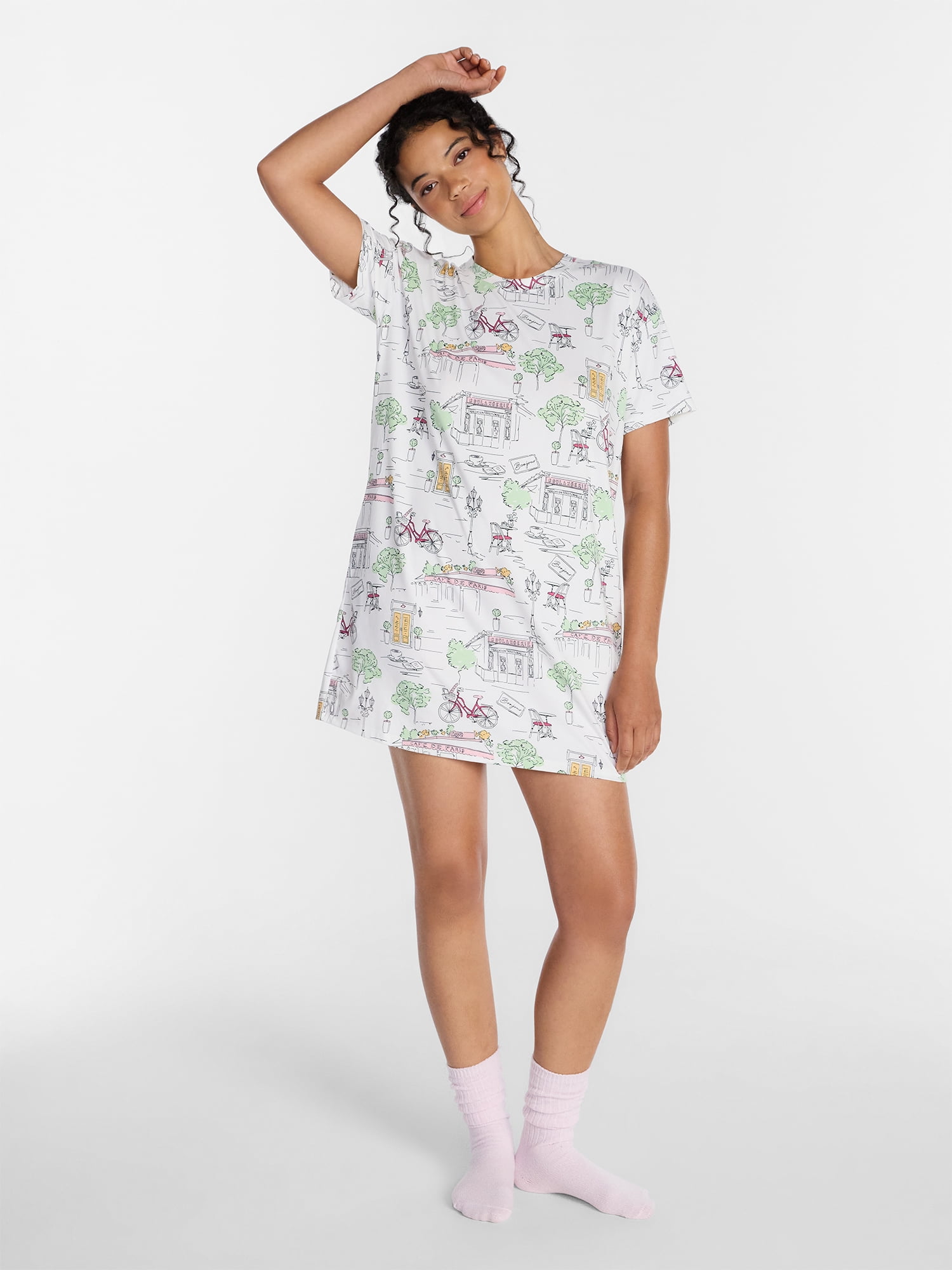 Joyspun Women’s Dreamy Soft Collection Short Sleeve Sleep Shirt, Sizes S/M to 2X/3X