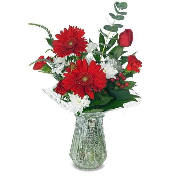 Fresh Flowers -Handmade Mix Flower Bouquet - Red