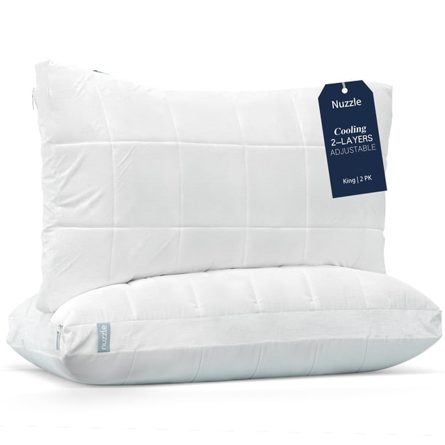Almohada Nuzzle King Cooling Ajustable de 2 Capas Juego de 2
