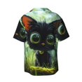 thumbnail image 4 of Balery Cute Big-Eyed Black Cat Men's Casual Button Down Shirt Short Sleeve Textured Summer Cuban Beach Shirts-4X-Large, 4 of 7