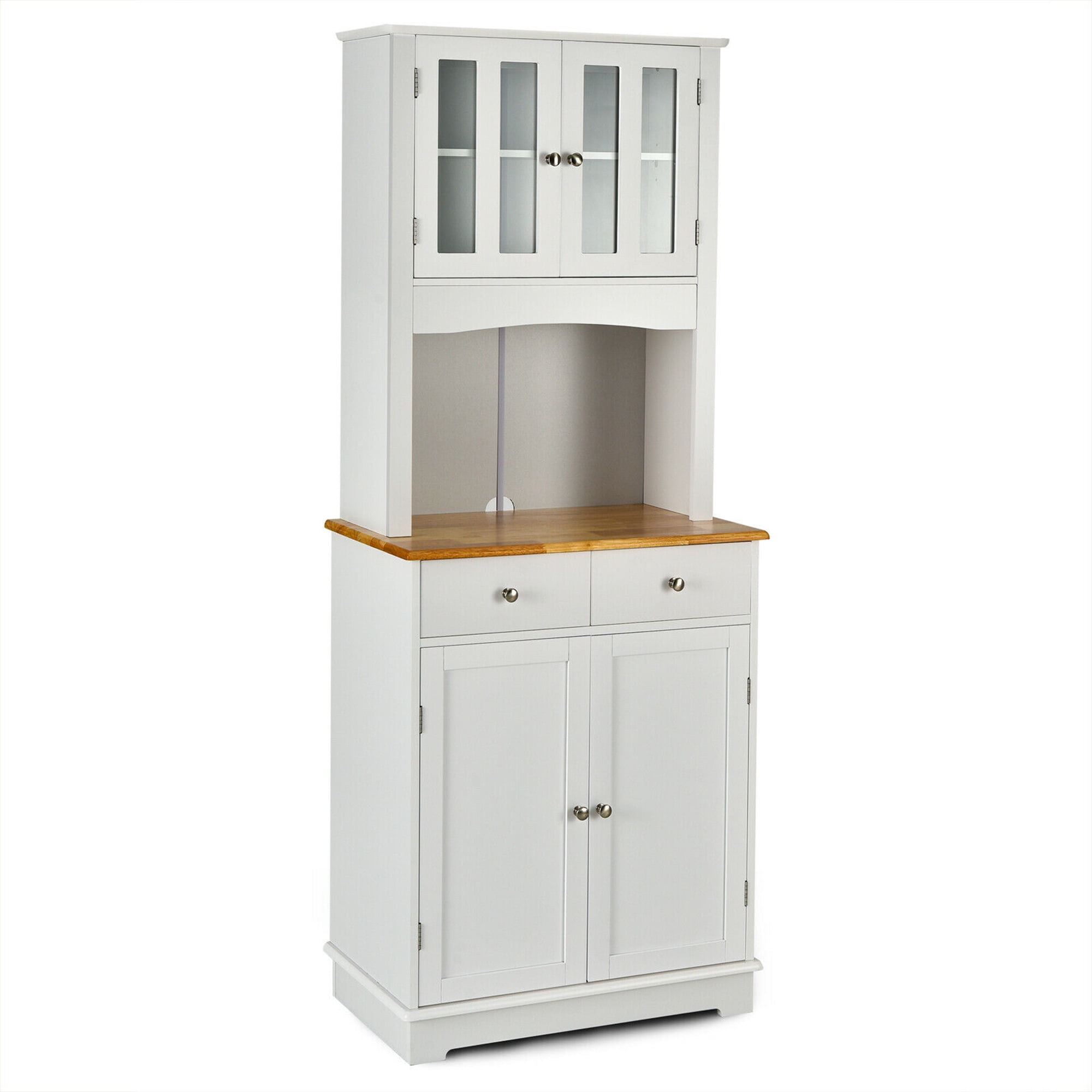 Gymax Buffet Hutch Kitchen Storage Cabinet w/ Microwave Stand Storage ...