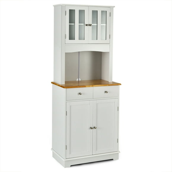 Gymax Buffet Hutch Kitchen Storage Cabinet w/ Microwave Stand Storage Shelves
