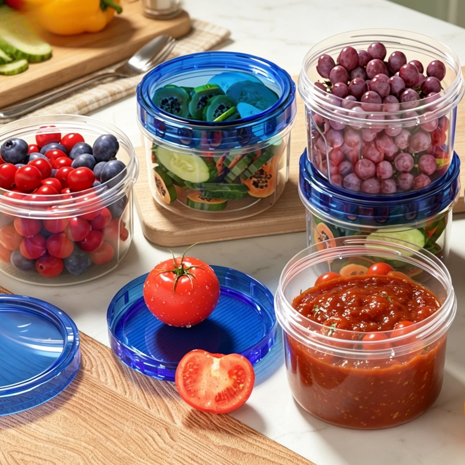 6 Pack 16 Oz Plastic Food Storage Containers with Screw Lids, Airtight Leak-Proof Freezer Containers, Stackable Meal Prep Containers for Soup, Microwave & Dishwasher Safe