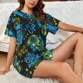 thumbnail image 6 of Bingfone Play Game Print Pajamas Sets for Women Soft Short-Sleeved Pjs with Lounge Shorts Two Piece Sleepwear, 6 of 8