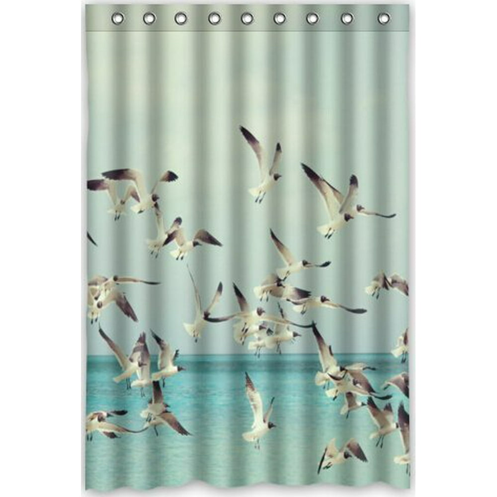 HelloDecor Seagulls Birds Shore Animals Shower Curtain Polyester Fabric ...