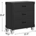 thumbnail image 2 of 3 Drawers Metal Tool Cabinet with Wheels, Black Garage Storage Cabinets, Easy Assembly Rolling Tool Chest for Home, Warehouse, Workshop, Basement - 35.4" H x 31.5" W x 16.5" D, 2 of 7