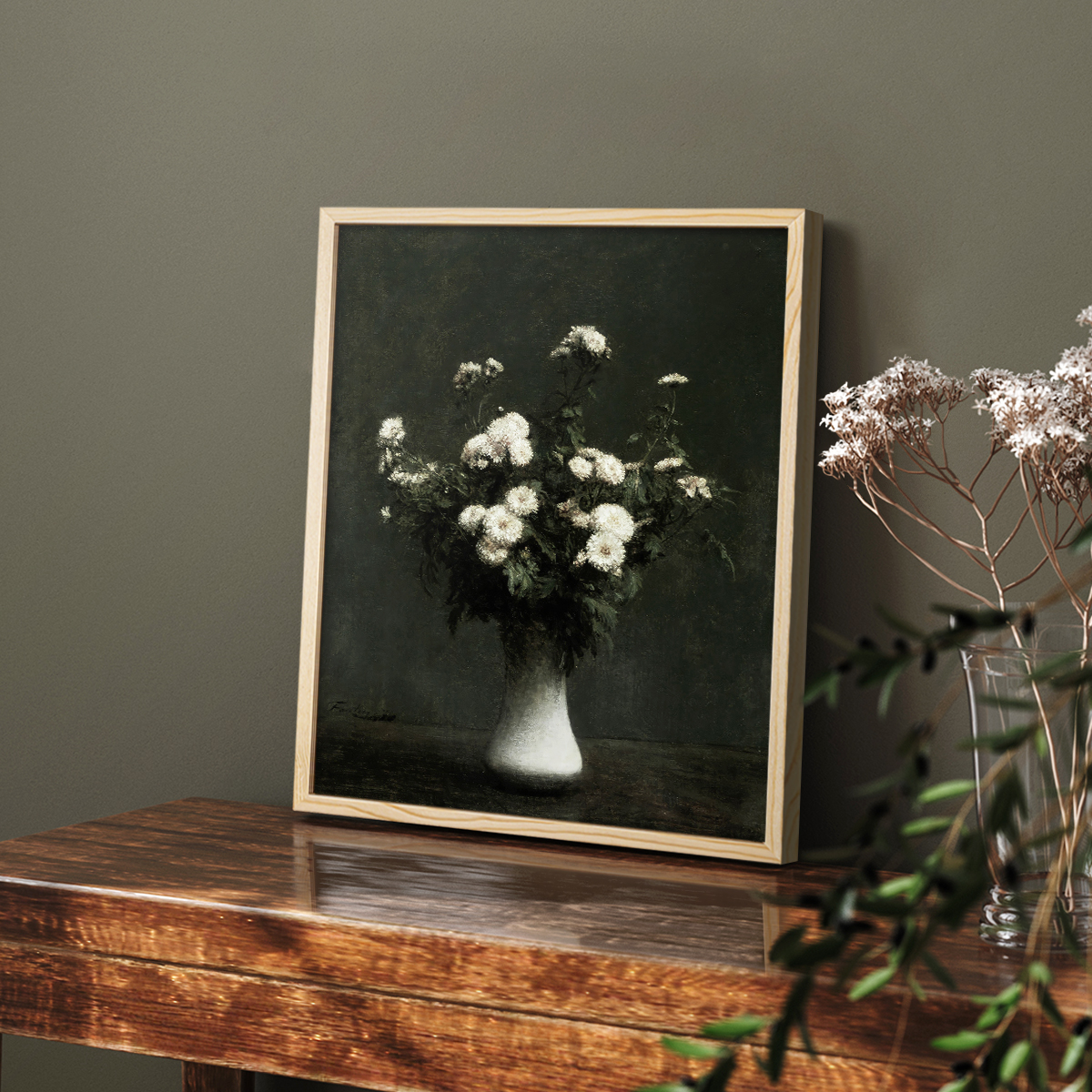 Vintage Floral Print LXXV - 10in. x 8in. Vintage Framed Print in Natural Wood Frame