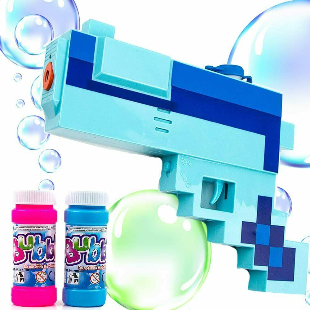 Mosaic Bubble Gun Blower Machine Summer Toys with LED Music for Kids Boys Girl 