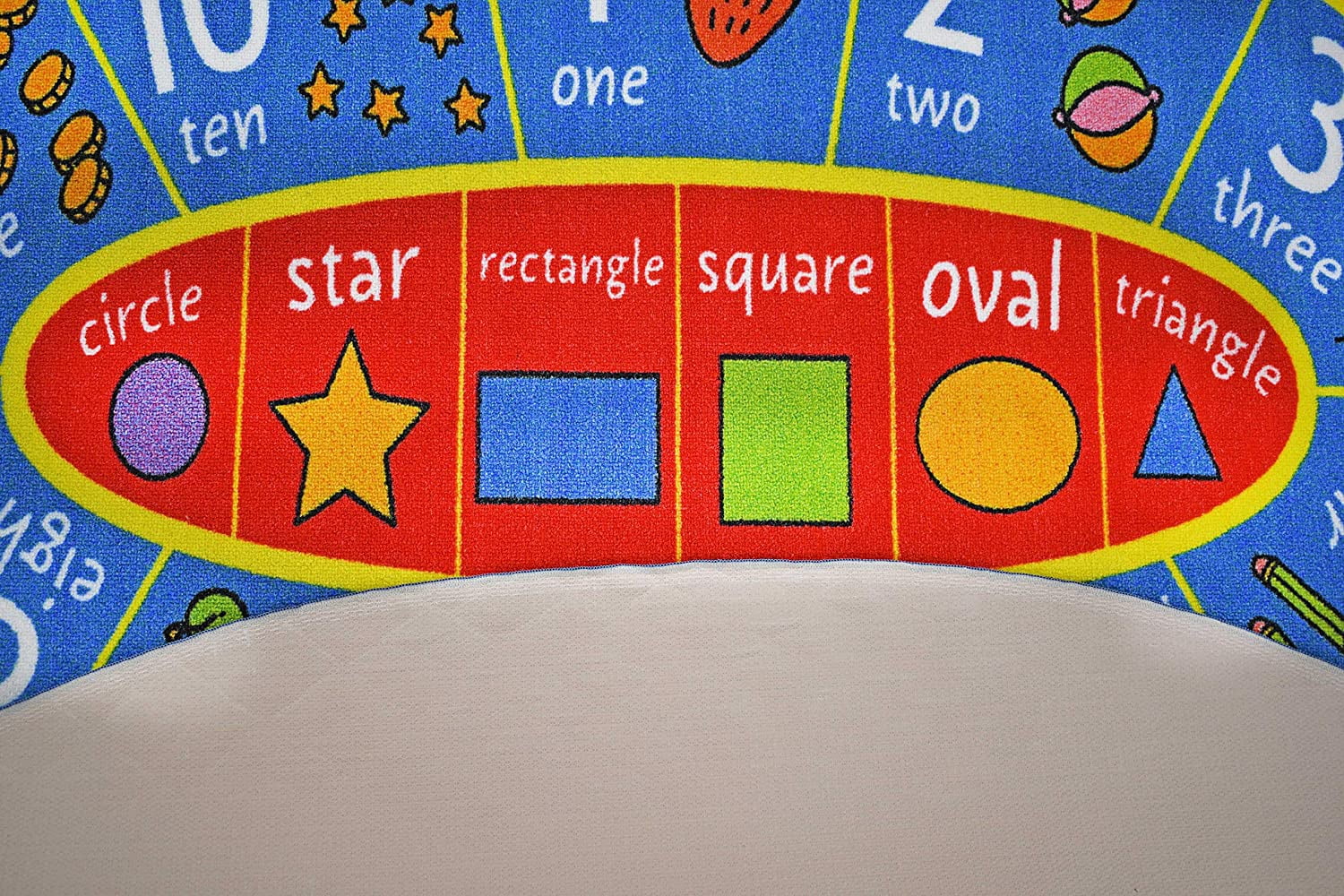 KC Cubs Playtime Collection ABC Alphabet, Numbers and Shapes Educational Learning & Game Area Oval Rug Carpet for Kids and Children Bedrooms and Playroom