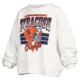 thumbnail image 2 of Women's Pressbox White Syracuse Orange Oversized Janice Retro Waist-Length Pullover Sweatshirt, 2 of 3