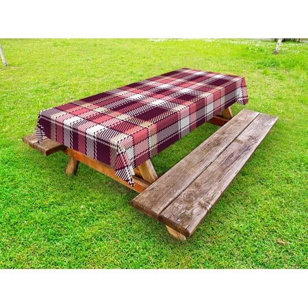 

Checkered Outdoor Tablecloth Old Fashioned Style Garment Pattern Traditional Plaid Geometric Squares Decorative Washable Fabric Picnic Tablecloth 58 X 120 Inches Pink Maroon White by Ambesonne