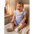 thumbnail image 6 of BemeyourBBs Toddler Baby Girl Summer Clothes Cute Infant Baby Girls Plaid Gingham 2 Piece Outfits Flying Sleeve Lace Collar Shirt Tops and Shorts Set Toddler Girls Summer Outfit, 6 of 7